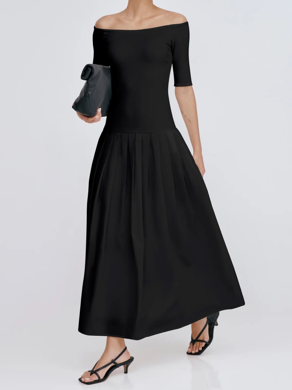 NWT Marcella Mila Dress European Ponte & Cotton Maxi Dress Black Size S